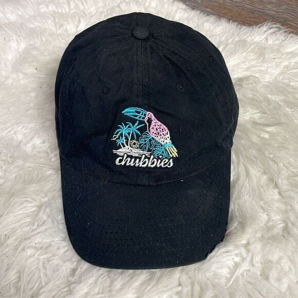 CHUBBIES Black Embroidered Parrot Palm Trees Unisex Baseball Style Cap Hat - Picture 1 of 8